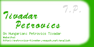 tivadar petrovics business card